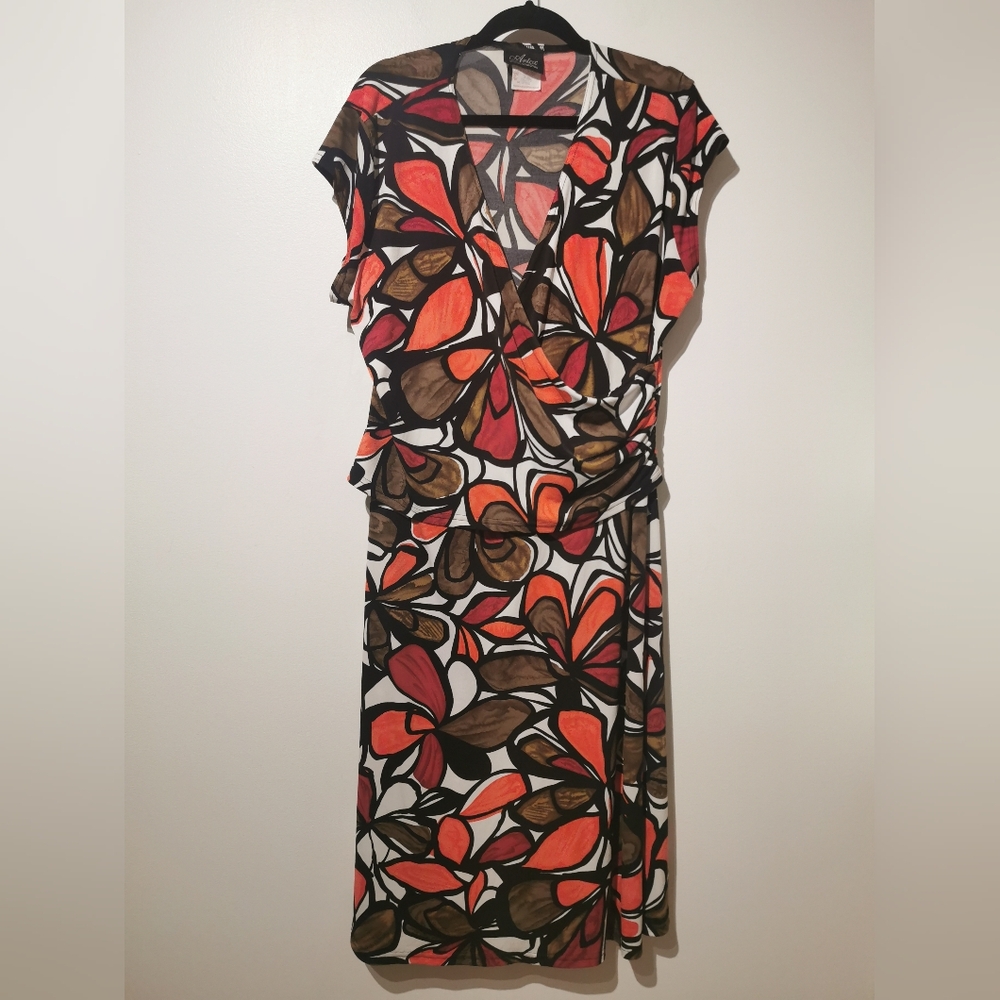 Artex Collection XXL Retro Multicolor V Neck One Piece Dress